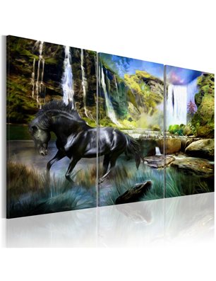 Quadro - Cavallo sullo sfondo di una cascata azzurra
