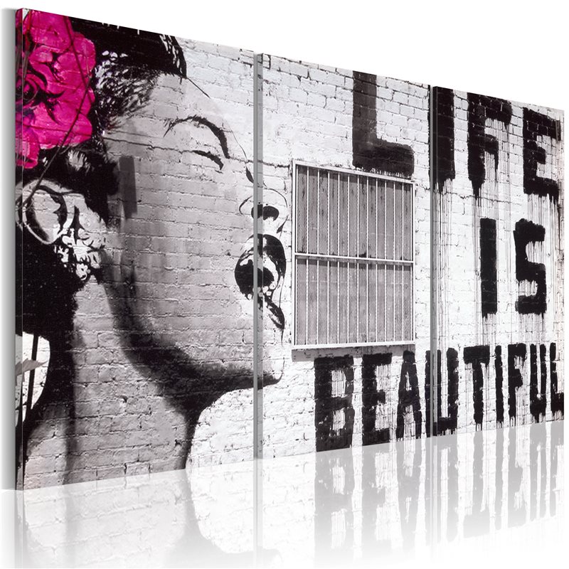 Stampa con cornice Life is beautiful nero 30x40 cm