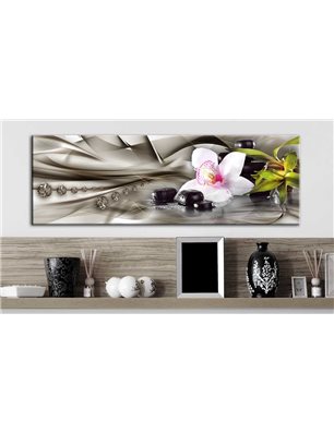 Quadro - Composizione Zen: orchidea, bambù e pietre