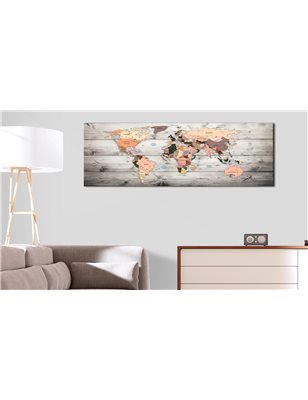 Quadro - World Maps: Wooden Travels