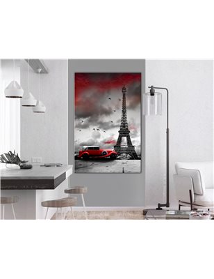 Quadro - Red Car in Paris (1 Part) Vertical