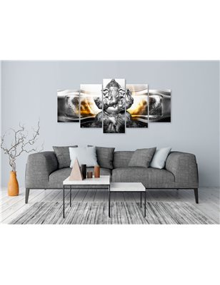 Quadro - Buddha Style (5 Parts) Silver Wide