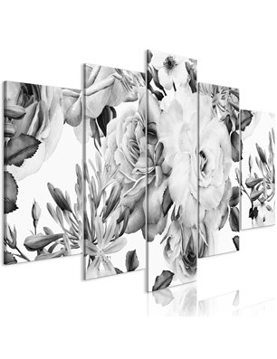 Quadro - Rose Composition (5 Parts) Wide Black and White
