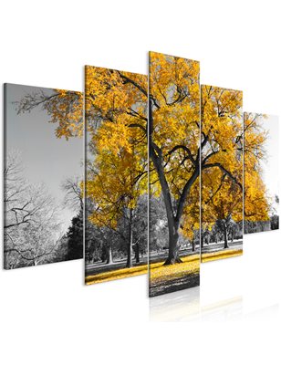 Quadro - Autumn in the Park (5 Parts) Wide Gold