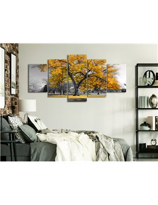 Quadro - Autumn in the Park (5 Parts) Wide Gold