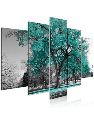 Quadro - Autumn in the Park (5 Parts) Wide Turquoise