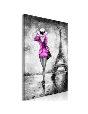 Quadro - Parisian Woman (1 Part) Vertical Pink