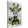 Quadro - Giraffe with Pipe (1 Part) Vertical Yellow