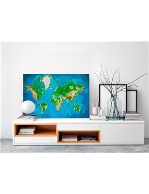 Quadro fai da te - Mappamondo (blu-verde)