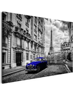 Quadro - Car in Paris (1 Part) Blue Wide