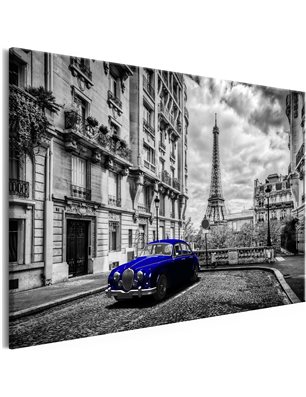 Quadro - Car in Paris (1 Part) Blue Wide