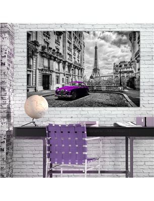 Quadro - Car in Paris (1 Part) Violet Wide