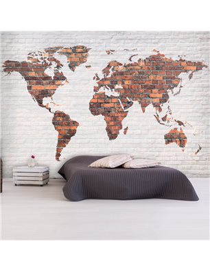 Fotomurale - World Map: Brick Wall