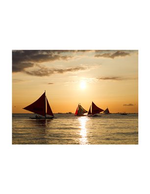 Fotomurale - barche a vela - tramonto