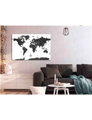 Quadro - Black and White Map (1 Part) Wide