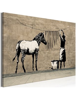 Quadro - Banksy: Washing Zebra on Concrete (1 Part) Wide