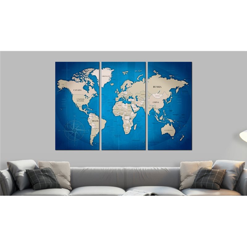 Quadri di sughero - Sapphire Travels [Cork Map] - 60x40