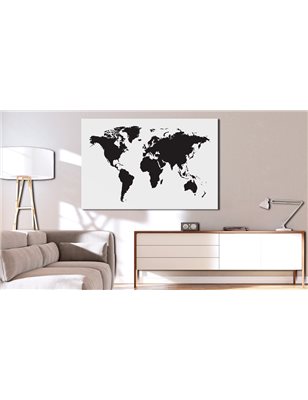 Quadri di sughero - World Map: Black & White Elegance [Cork Map]