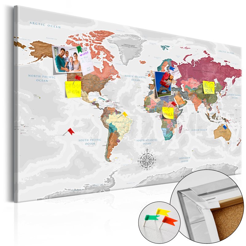 Quadri di sughero - World Map: Brown Elegance [Cork Map]