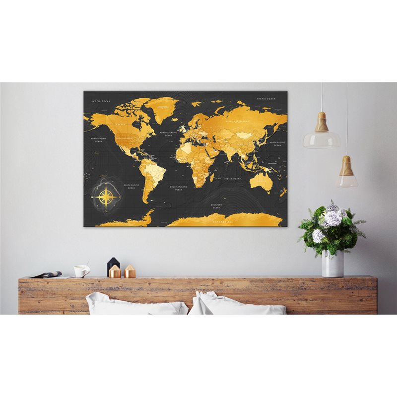 Quadri di sughero - World Map: Brown Elegance [Cork Map]