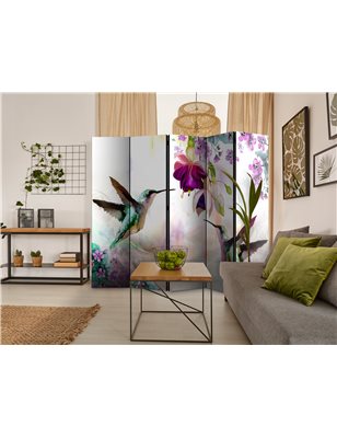 Paravento - Hummingbirds and Flowers II [Room Dividers]