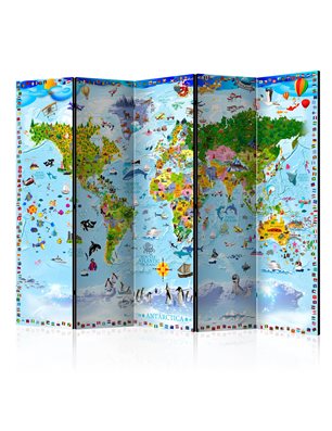 Paravento - World Map for Kids II [Room Dividers]