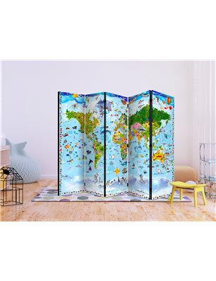 Paravento - World Map for Kids II [Room Dividers]