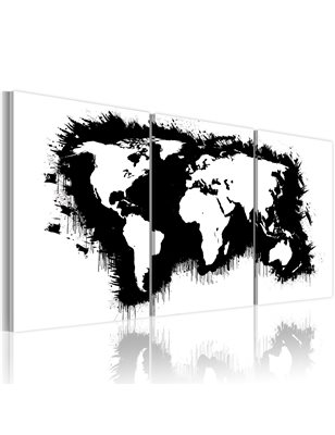 Quadro - Mappa del mondo in bianco e nero