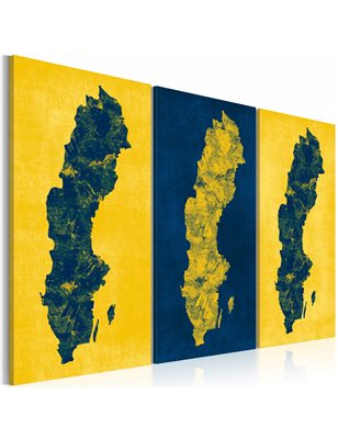 Quadro - Cartina di Svezia dipinta: trittico
