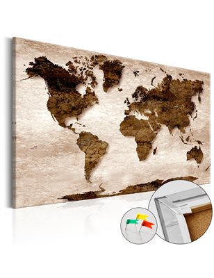 Quadri di sughero - World Map: Brown Elegance [Cork Map]