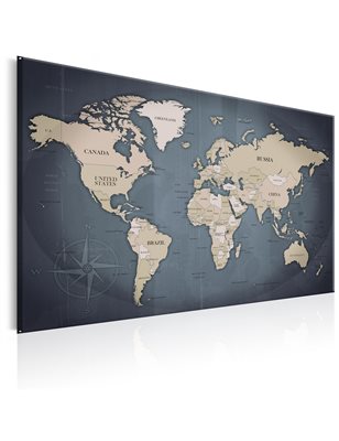 Quadro - World Map: Shades of Grey