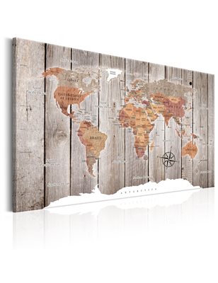 Quadro  World Map: Wooden Stories