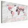 Quadro - World Map: Pink Continents