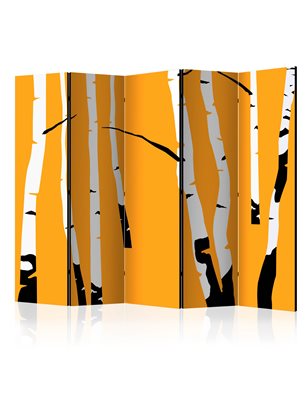 Paravento - Birches on the orange background II [Room Dividers]