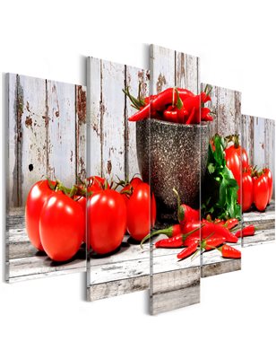 Quadro  Red Vegetables (5 Parts) Wood Wide