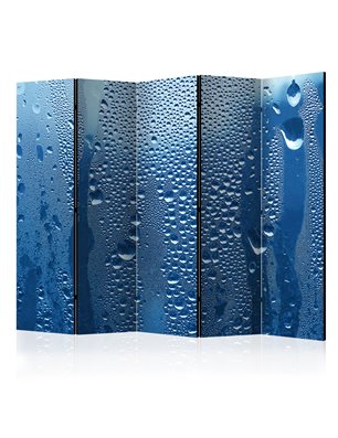Paravento - Water drops on blue glass II [Room Dividers]