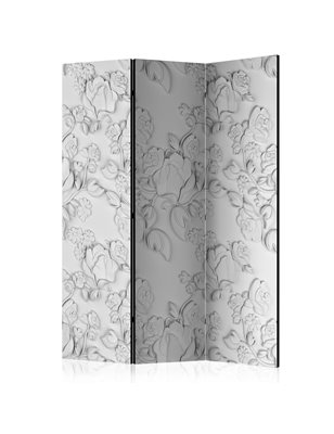 Paravento - White ornament: roses [Room Dividers]