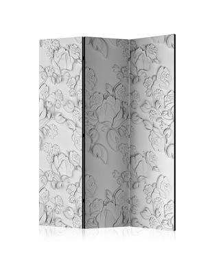 Paravento - White ornament: roses [Room Dividers]