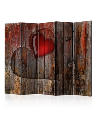 Paravento - Heart on wooden background II [Room Dividers]