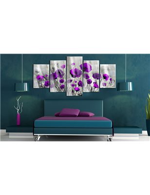 Quadri su vetro acrilico - Meadow: Purple Poppies [Glass]