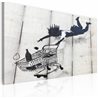 Quadro - Donna che cade con il carrello della spesa (Banksy)