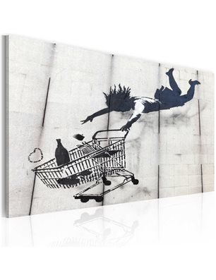 Quadro - Donna che cade con il carrello della spesa (Banksy)