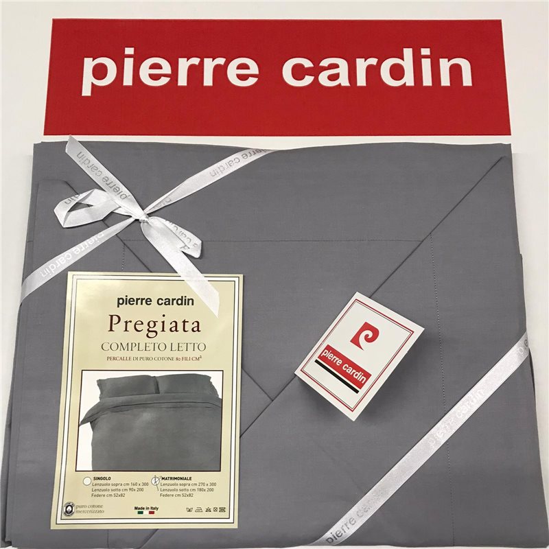 Completo Lenzuola Matrimoniale Pierre Cardin in Percalle di Puro Cotone Pregiata