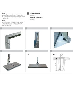 Ombrellone Laterale da esterno Varie Dimensioni Fibrasol Silver Maffei