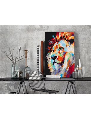 Quadro fai da te - Portrait of a Colourful Lion