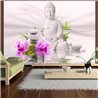 Fotomurale adesivo - Buddha e rosa orchidee
