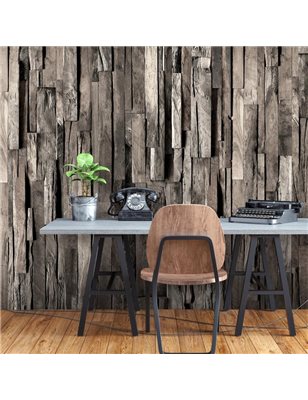 Fotomurale adesivo - Wooden Curtain (Dark Brown)