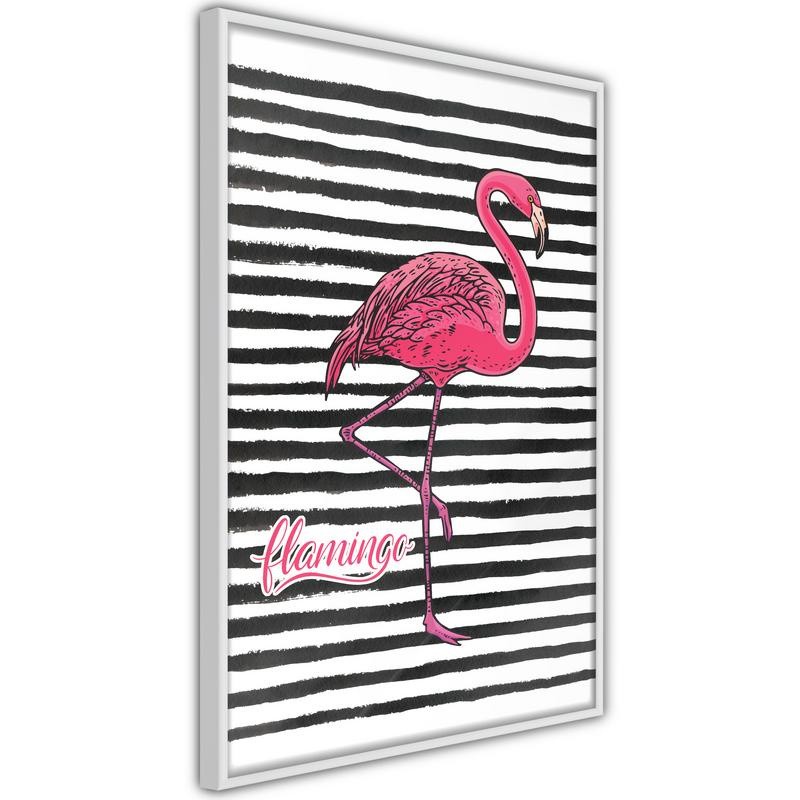 Poster - Flamingo on Striped Background