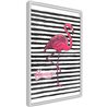 Poster - Flamingo on Striped Background