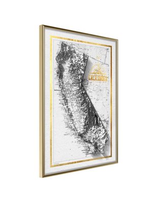 Poster - Raised Relief Map: California